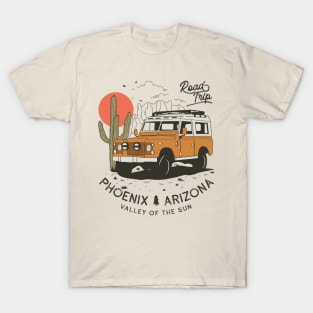 Vintage Phoenix AZ Desert Cactus Sunset Road Trip T-Shirt